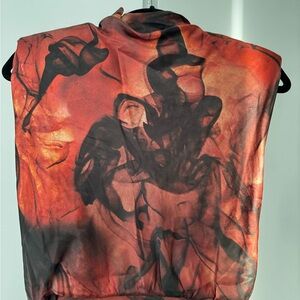 All Saints Red and Black Midi Dress